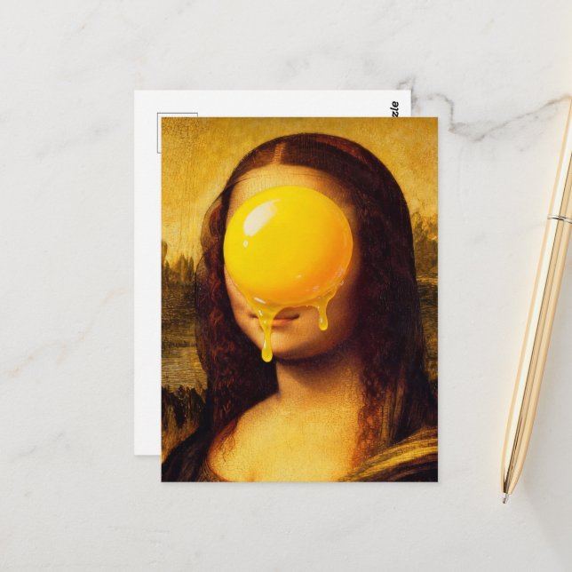 Mona Egg Yolk Funny Postcard (Front/Back In Situ)