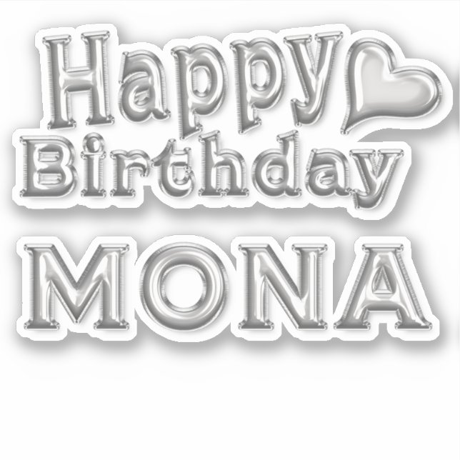 Mona Happy Birthday silver sticker decal (Front)