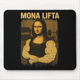 Mona Lifta Gym Workout Funny Mona Lisa Fitness Vin Mouse Pad