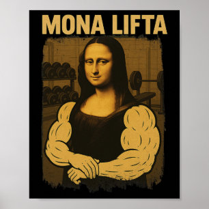 Mona Lifta Gym Workout Funny Mona Lisa Fitness Vin Poster