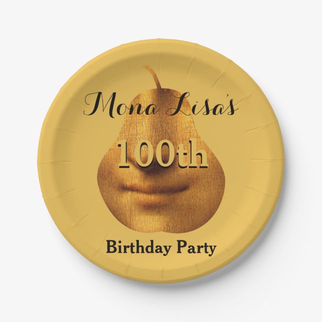 Mona Lisa 100th Birthday Party Paper Plates (Front)