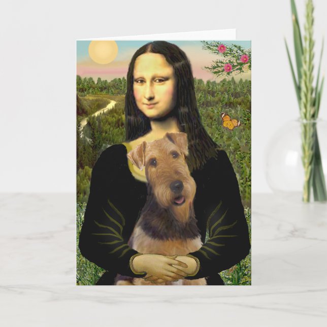 Mona Lisa - Airedale Terrier (#1) Holiday Card (Front)