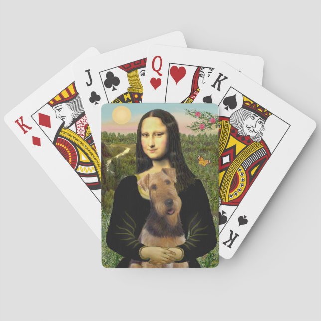 Mona Lisa and her Airedale (#1) Playing Cards (Back)