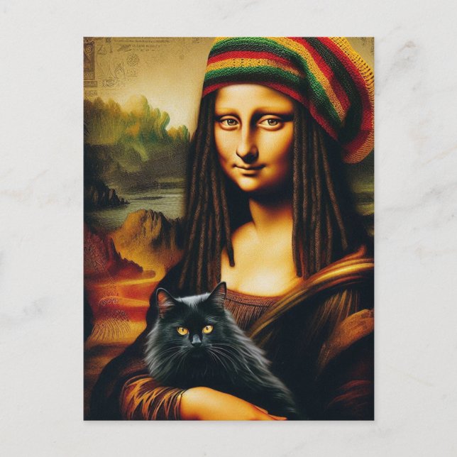 Mona Lisa and Her Black Cat Postcard (Front)