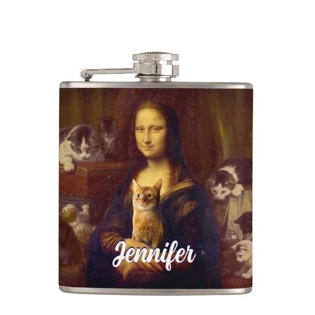 Mona Lisa and her cat                              Hip Flask (Front)