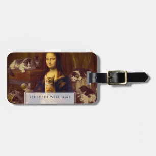 Mona Lisa and her cat Luggage Tag