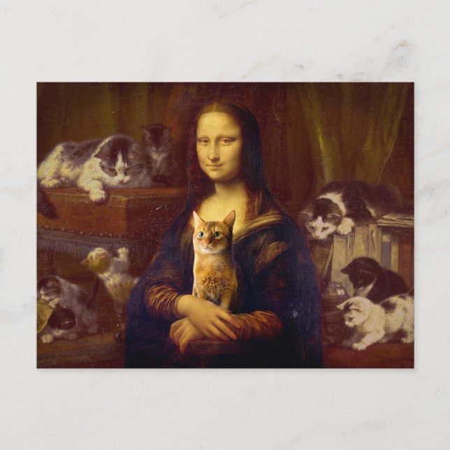 Mona Lisa and her cat                              Postcard (Front)