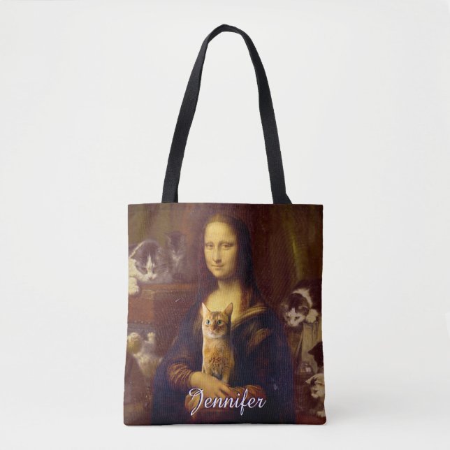 Mona Lisa and her cat                              Tote Bag (Front)
