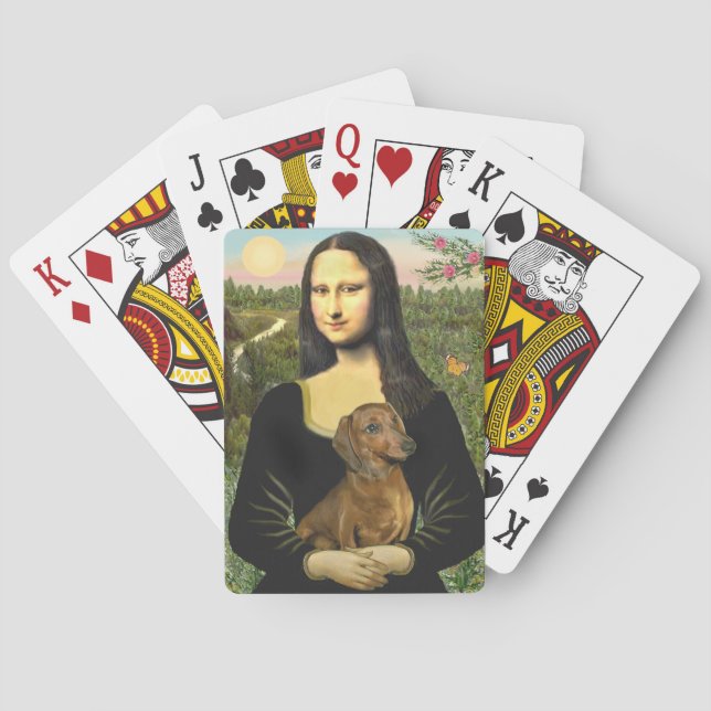 Mona Lisa and her Red Dachshund Playing Cards (Back)