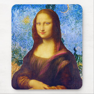 Mona Lisa and Van Gogh Mouse Pad