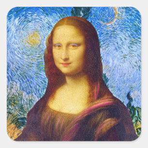 Mona Lisa and Van Gogh Square Sticker