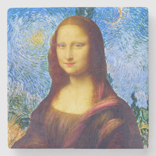 Mona Lisa and Van Gogh Stone Coaster