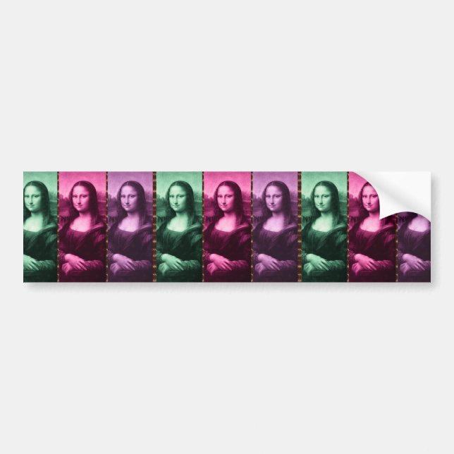 Mona Lisa Animal Print Green Pink Purple Bumper Sticker (Front)