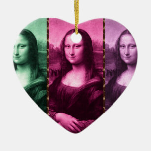 Mona Lisa Animal Print Green Pink Purple Ceramic Tree Decoration
