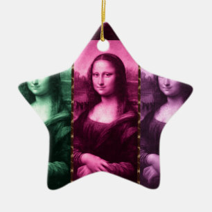 Mona Lisa Animal Print Green Pink Purple Ceramic Tree Decoration