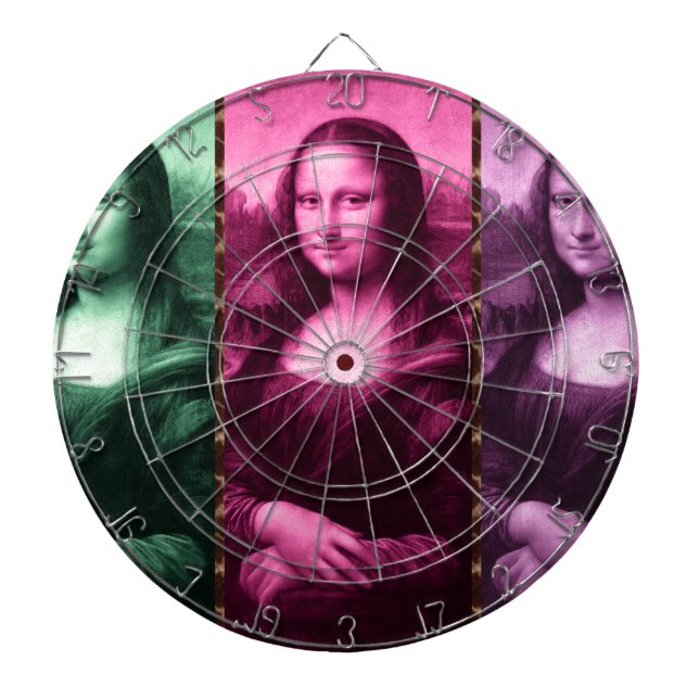 Mona Lisa Animal Print Green Pink Purple Dartboard (Front)