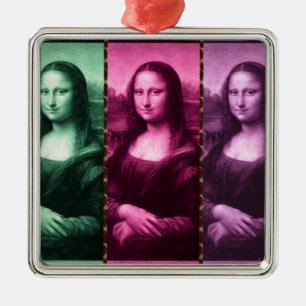 Mona Lisa Animal Print Green Pink Purple Metal Tree Decoration
