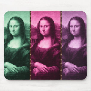 Mona Lisa Animal Print Green Pink Purple Mouse Pad