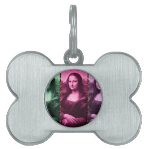 Mona Lisa Animal Print Green Pink Purple Pet ID Tag