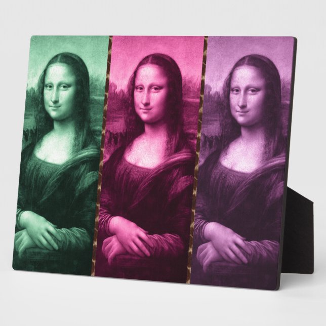 Mona Lisa Animal Print Green Pink Purple Plaque (Side)