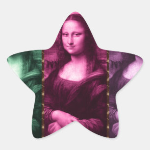 Mona Lisa Animal Print Green Pink Purple Star Sticker