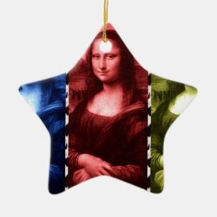 Mona Lisa Animal Print Primary Colours Ceramic Tree Decoration