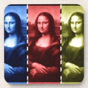 Mona Lisa Animal Print Primary Colours Coaster