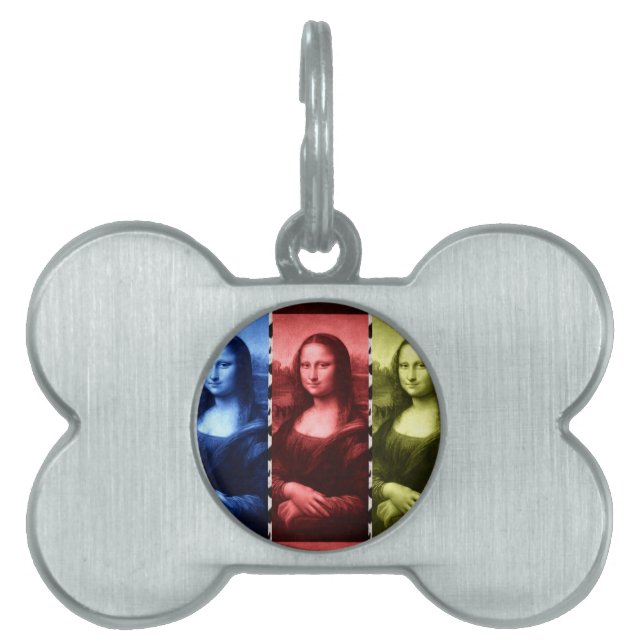Mona Lisa Animal Print Primary Colours Pet Tag (Front)