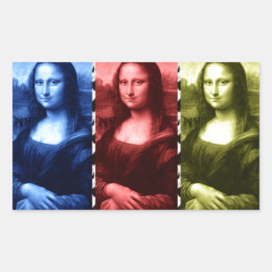 Mona Lisa Animal Print Primary Colours Rectangular Sticker