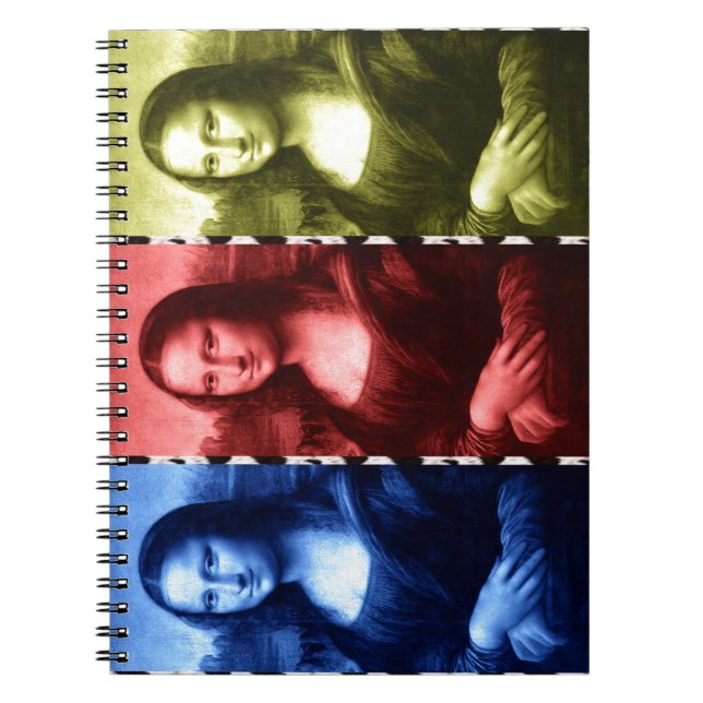 Mona Lisa Animal Print Primary Colours Spiral Notebook (Front)