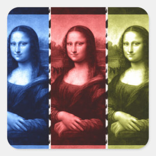 Mona Lisa Animal Print Primary Colours Square Sticker
