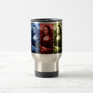 Mona Lisa Animal Print Primary Colours Travel Mug