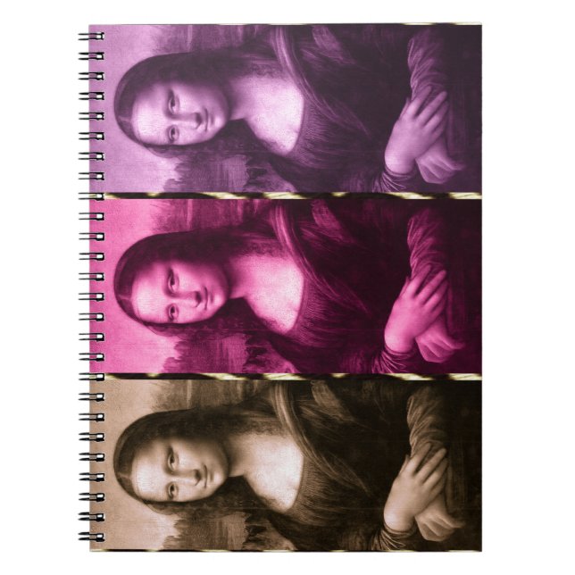 Mona Lisa Animal Print Purple Pink Chocolate Spiral Notebook (Front)