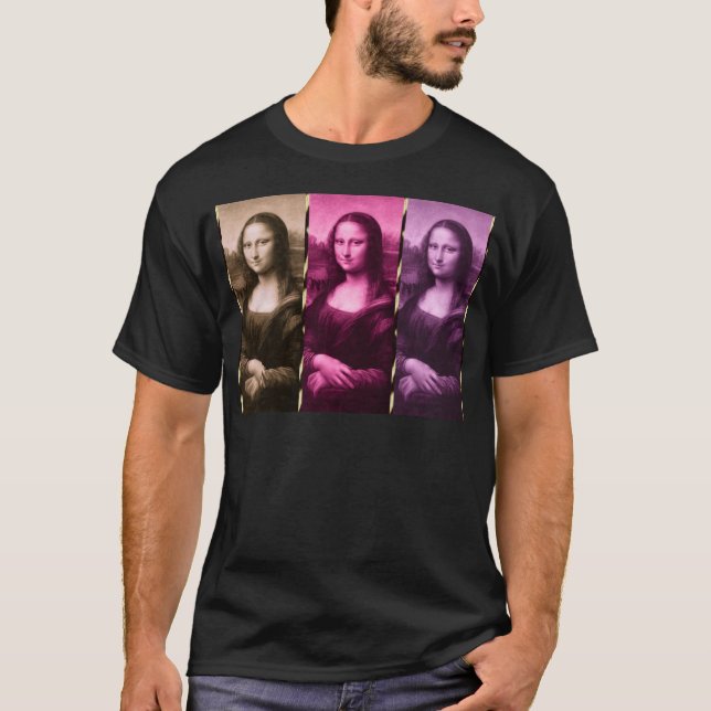 Mona Lisa Animal Print Purple Pink Chocolate T-Shirt (Front)