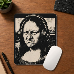 Mona Lisa Bass Face Funny Music Lovers DJs Mouse Pad