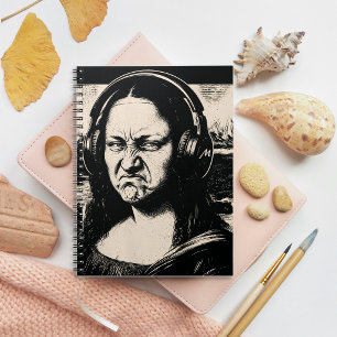 Mona Lisa Bass Face Funny Music Lovers DJs Notebook