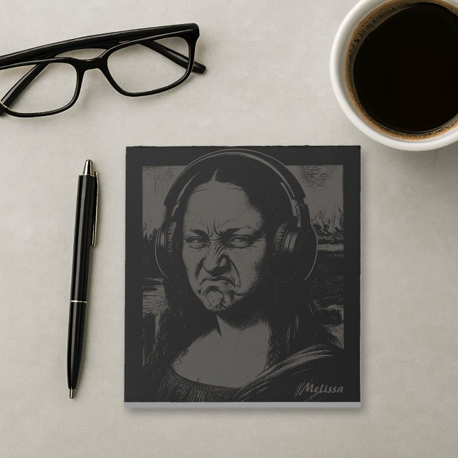Mona Lisa Bass Face Funny Music Lovers DJs Notepad (Creator Uploaded)