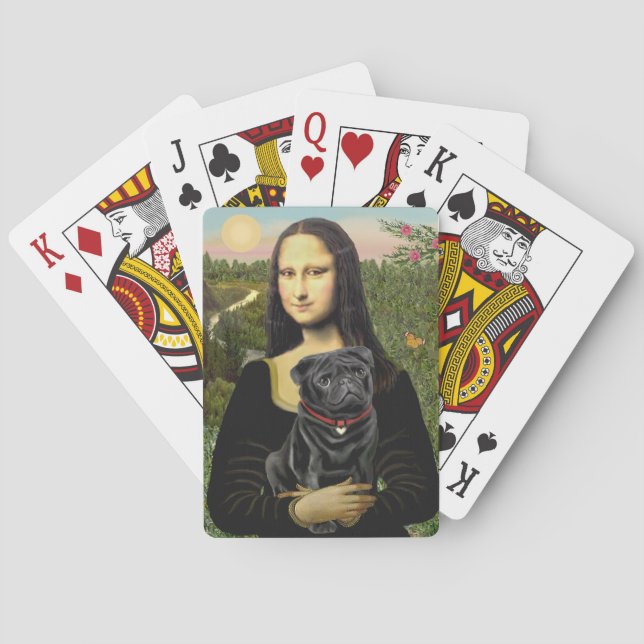 Mona Lisa - Black Pug Playing Cards (Back)