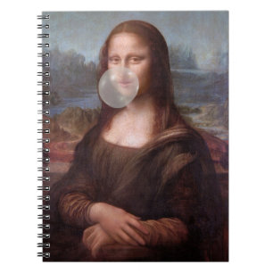 Mona Lisa blowing a grey bubble gum Notebook