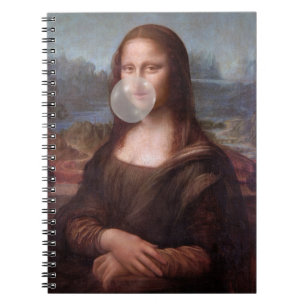 Mona Lisa blowing gray bubble gum Notebook