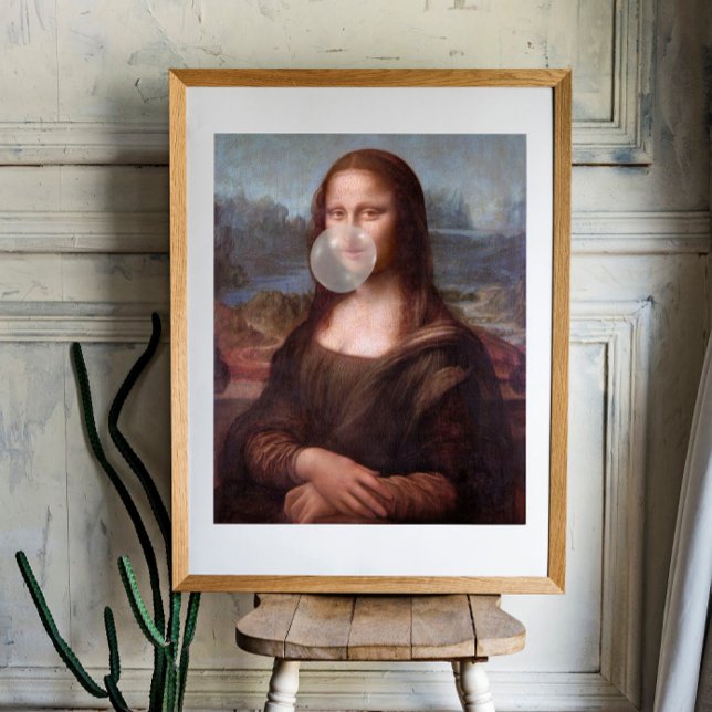 Mona Lisa blowing gray bubble gum Photo Print (Creator Uploaded)