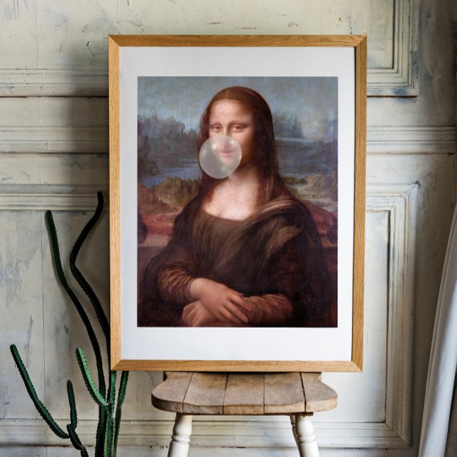 Mona Lisa blowing gray bubble gum Photo Print (Creator Uploaded)
