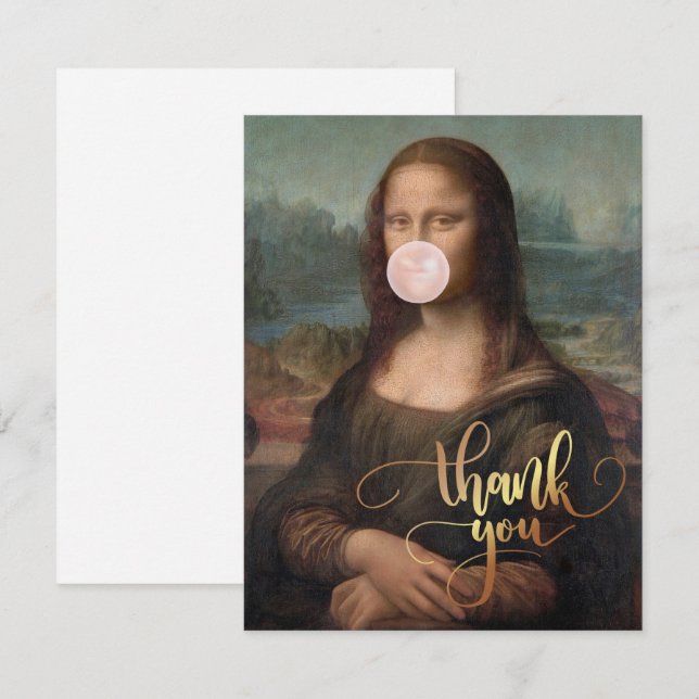 Mona Lisa Blowing Pink Bubble gum  (Front/Back)