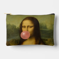 Mona Lisa Blowing Pink Bubble Gum