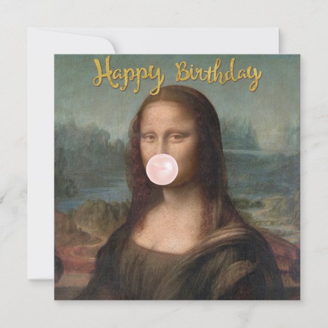 Mona Lisa Blowing Pink Bubble gum  Card (Front)