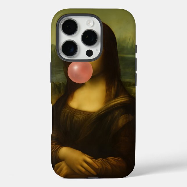 Mona Lisa Blowing Pink Bubble Gum Case-Mate iPhone Case (Back)