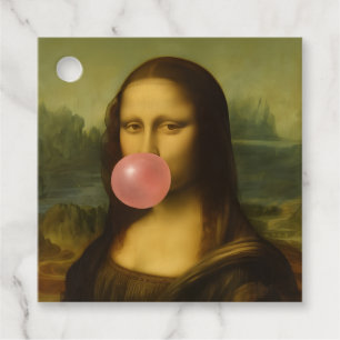 Mona Lisa Blowing Pink Bubble Gum Favour Tags
