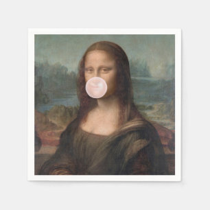 Mona Lisa Blowing Pink Bubble gum Napkin