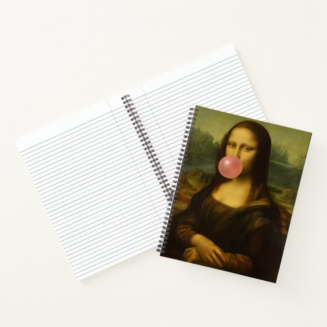 Mona Lisa Blowing Pink Bubble Gum Notebook (Inside)