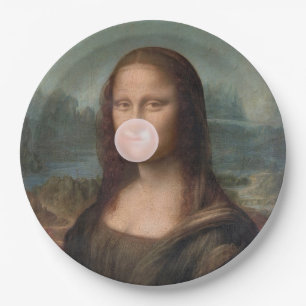 Mona Lisa Blowing Pink Bubble gum Paper Plate